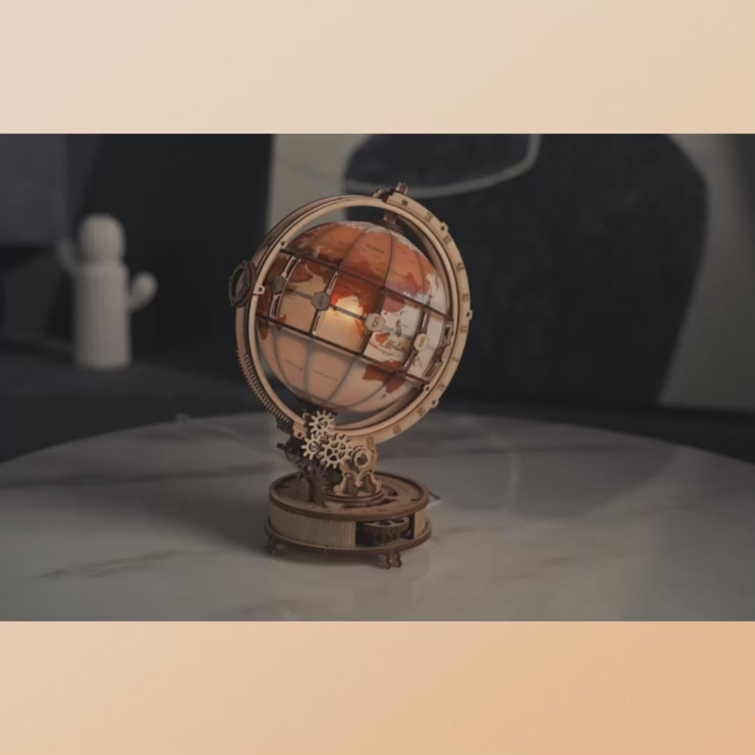Luminous Wooden Globe 3D Puzzle – Interactive Lamp