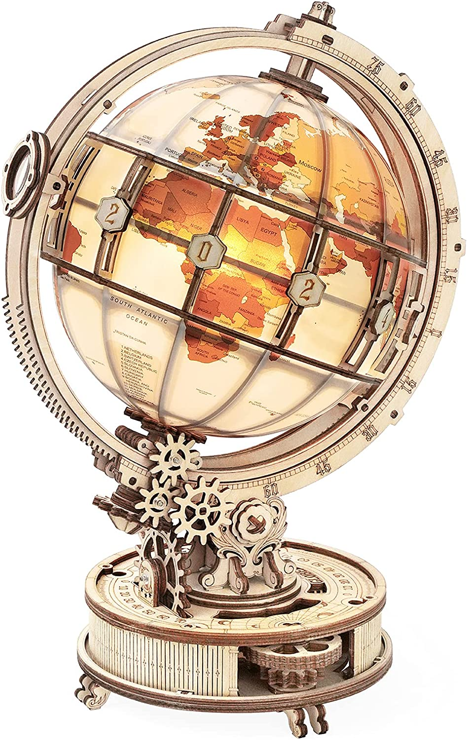 Luminous Wooden Globe 3D Puzzle – Interactive Lamp