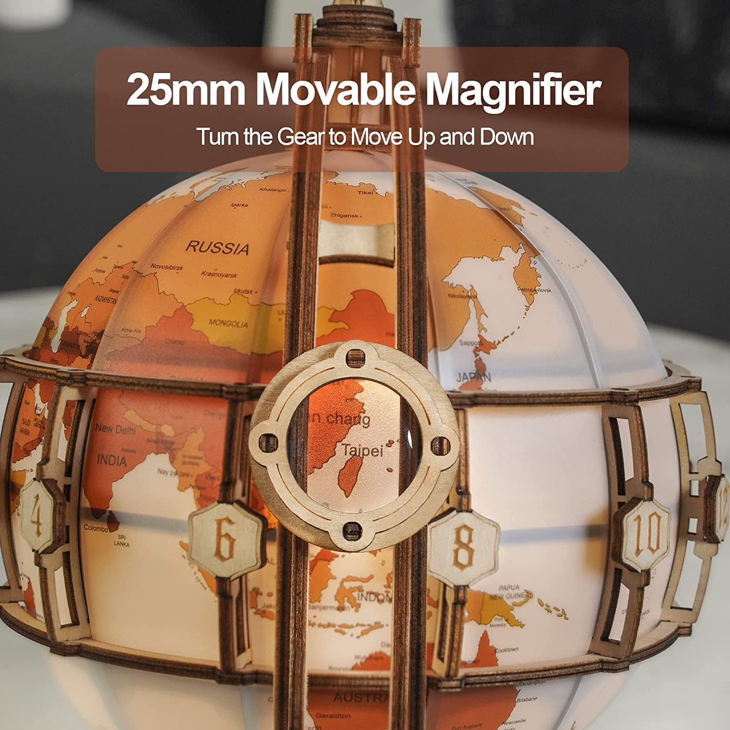 Luminous Wooden Globe 3D Puzzle – Interactive Lamp