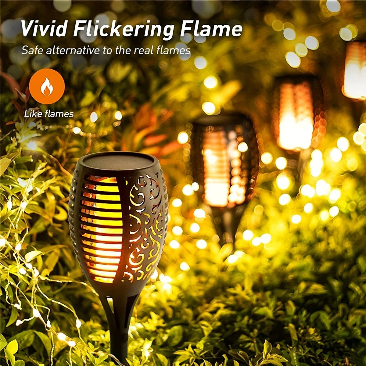 LED Solar Flame Torch Lights – Waterproof Outdoor Décor