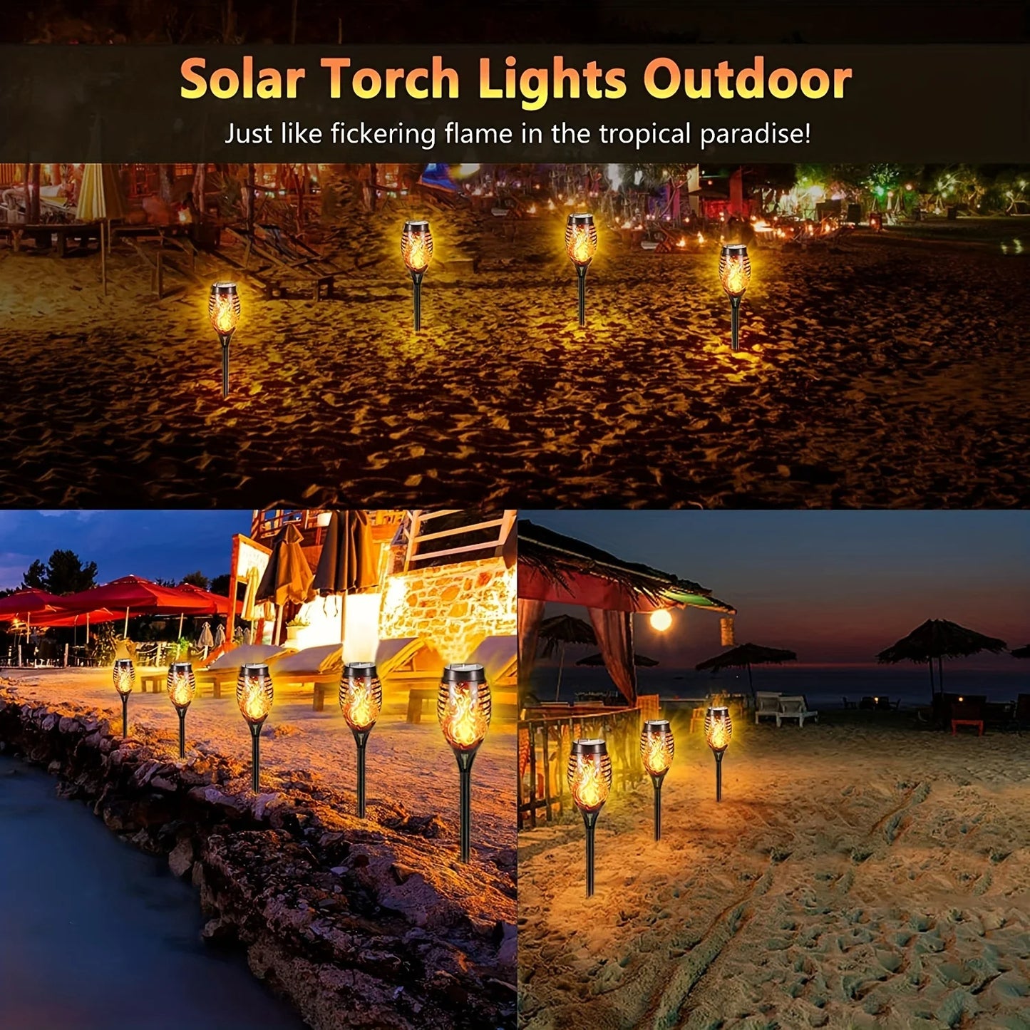 LED Solar Flame Torch Lights – Waterproof Outdoor Décor