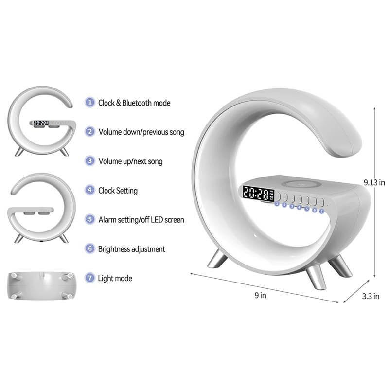 G-Shaped Smart LED Lamp – Bluetooth Speaker & Charger