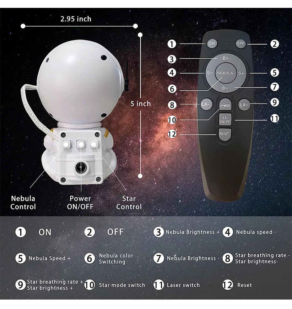 Galaxy Astronaut Starry Projector – LED Night Sky