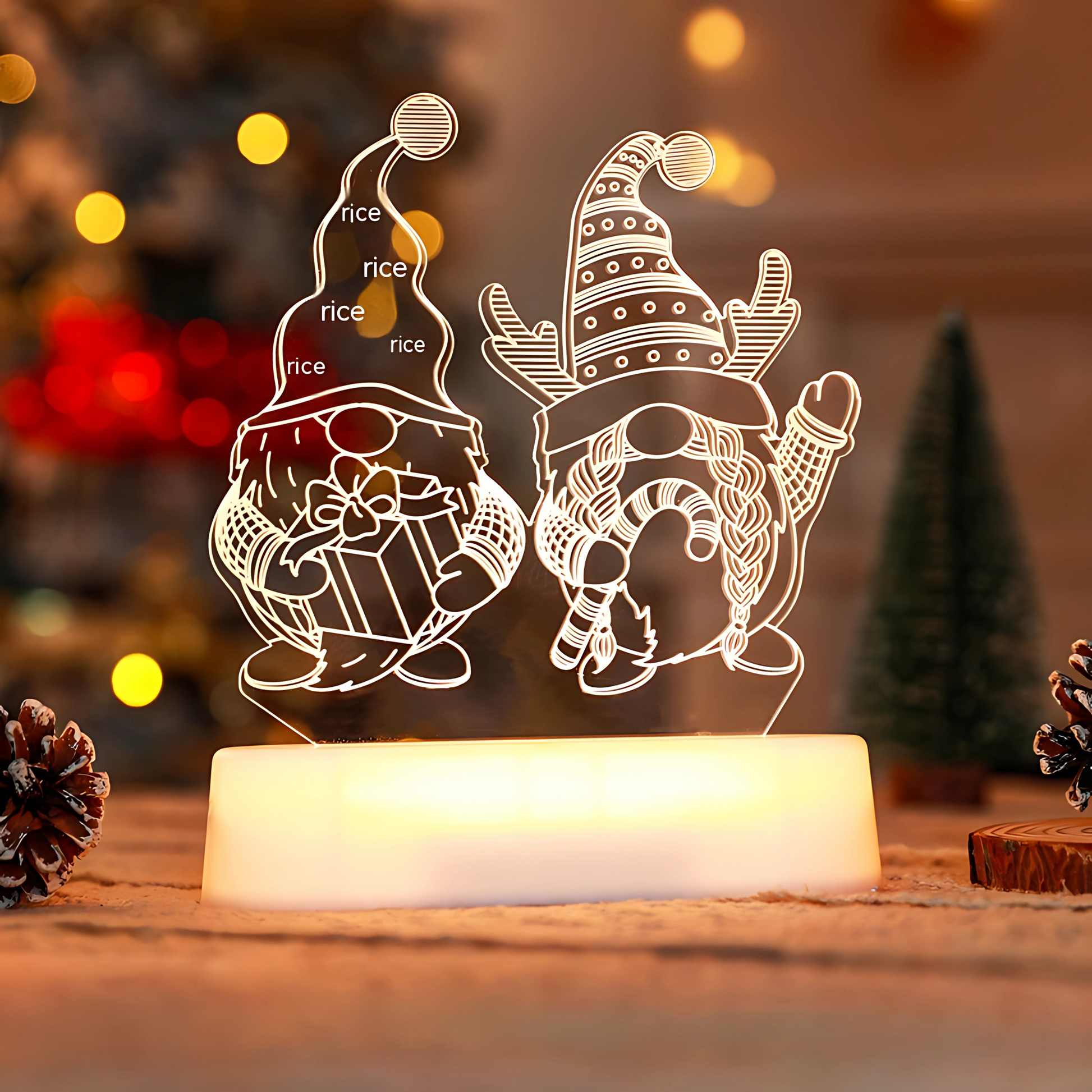 3D Acrylic LED Lamp – Festive Night Light Gift