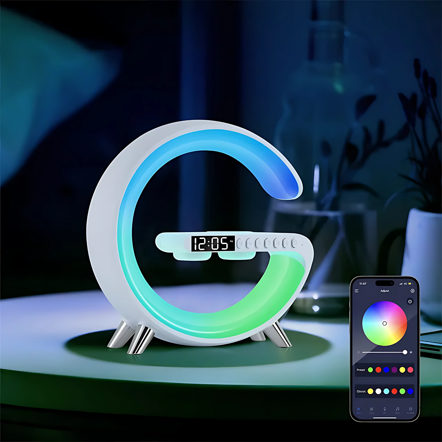 G-Shaped Smart LED Lamp – Bluetooth Speaker & Charger