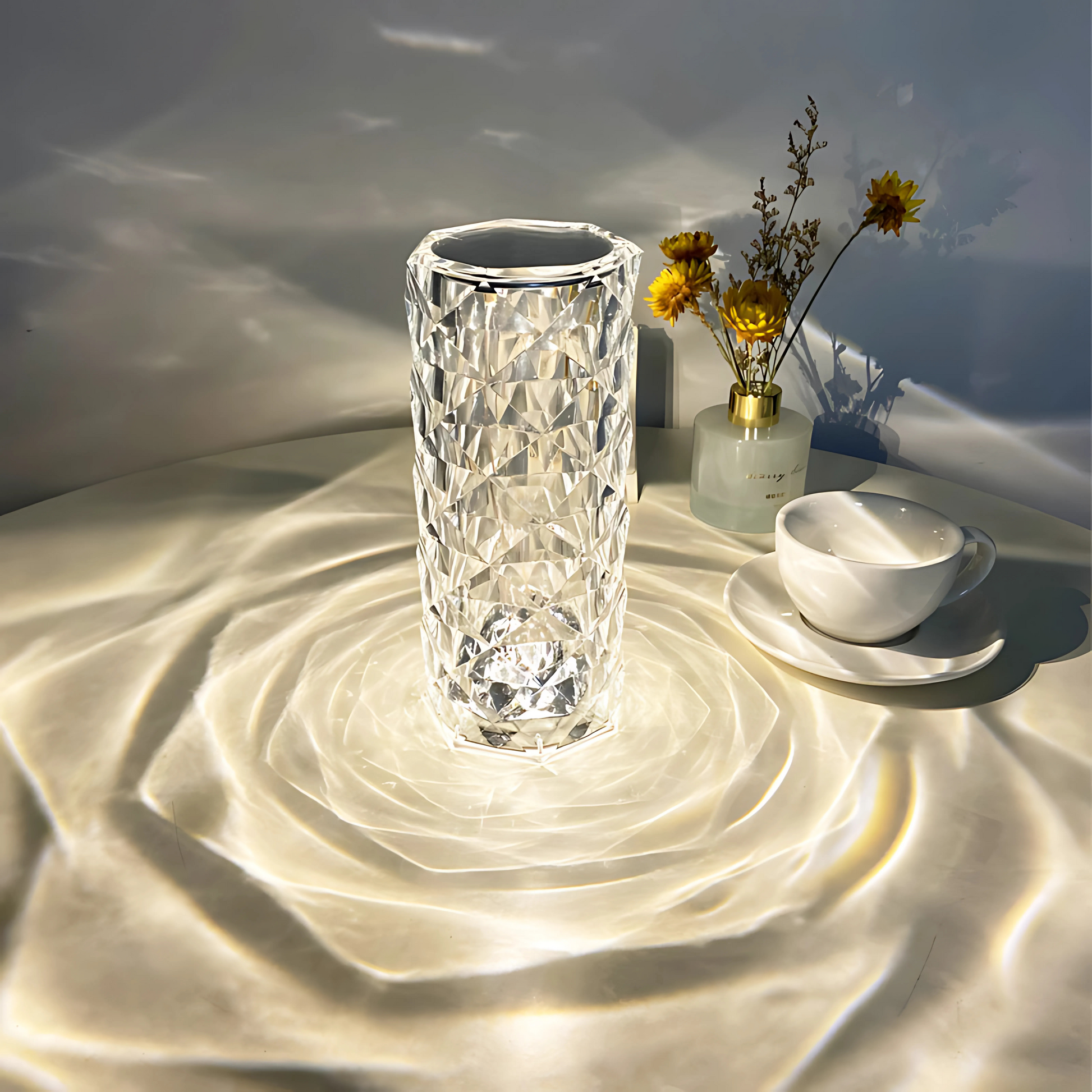 Nordic Diamond Crystal Touch Lamp – 16 Colors Elegance