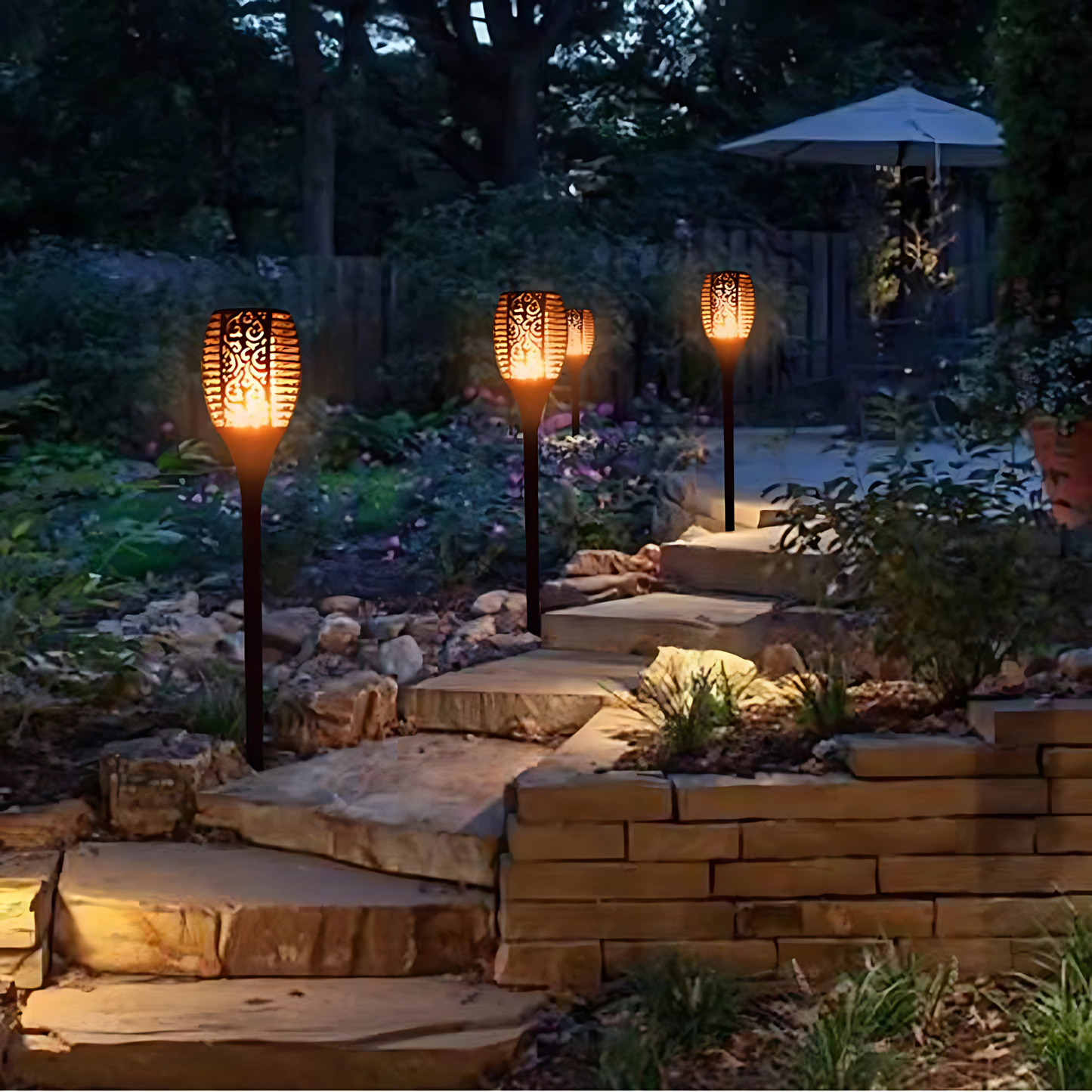 LED Solar Flame Torch Lights – Waterproof Outdoor Décor